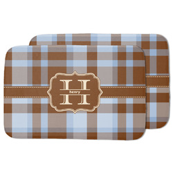 Two Color Plaid Dish Drying Mat w/ Name and Initial