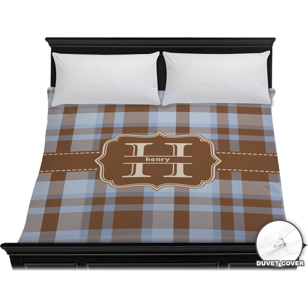Custom Two Color Plaid Duvet Cover - King (Personalized)