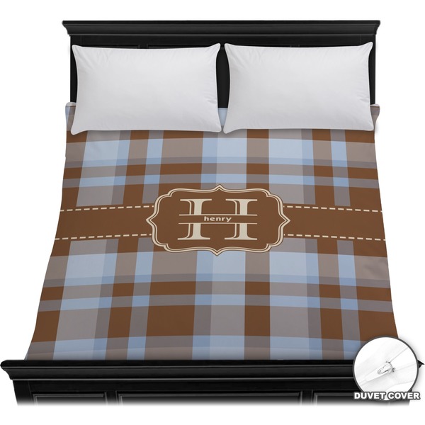 Custom Two Color Plaid Duvet Cover - Full / Queen (Personalized)