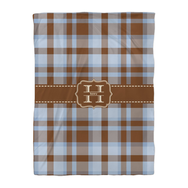 Two Color Plaid Duvet Cover - Twin XL - Front