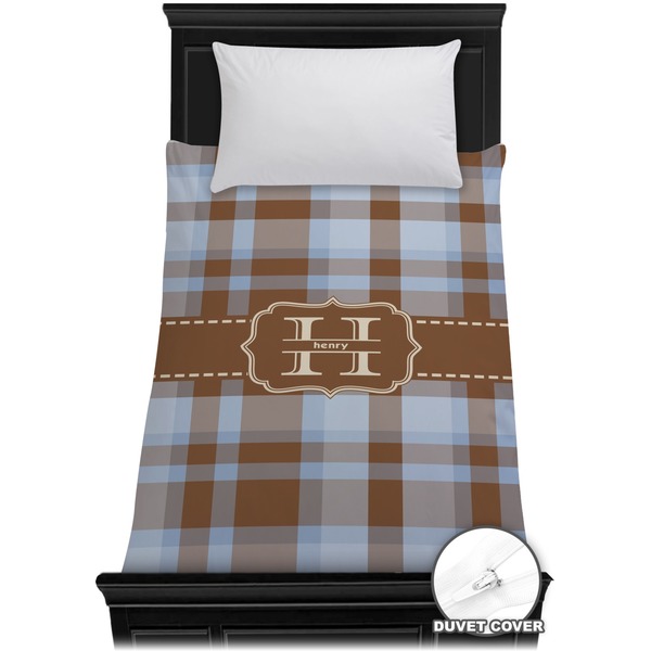 Custom Two Color Plaid Duvet Cover - Twin (Personalized)