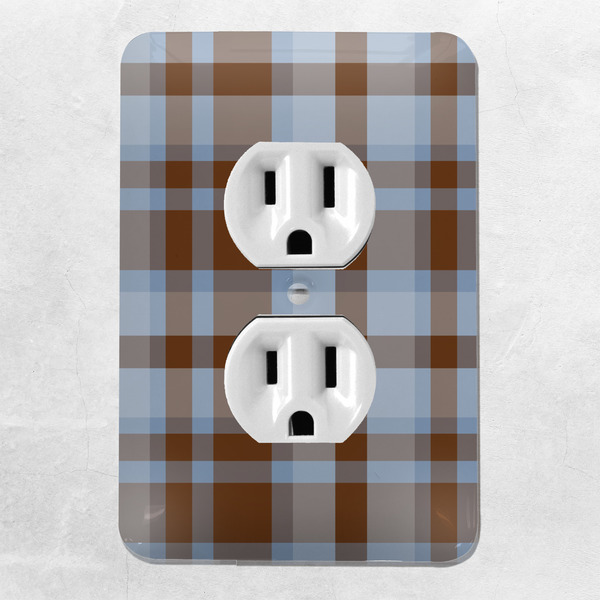 Two Color Plaid Electric Outlet Plate - LIFESTYLE