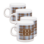 Two Color Plaid Single Shot Espresso Cups - Set of 4 (Personalized)