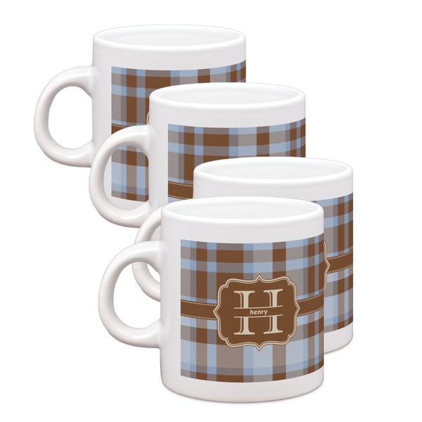 Custom Two Color Plaid Single Shot Espresso Cups - Set of 4 (Personalized)