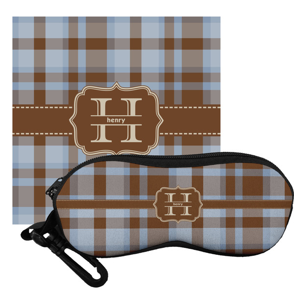 Custom Two Color Plaid Eyeglass Case & Cloth (Personalized)