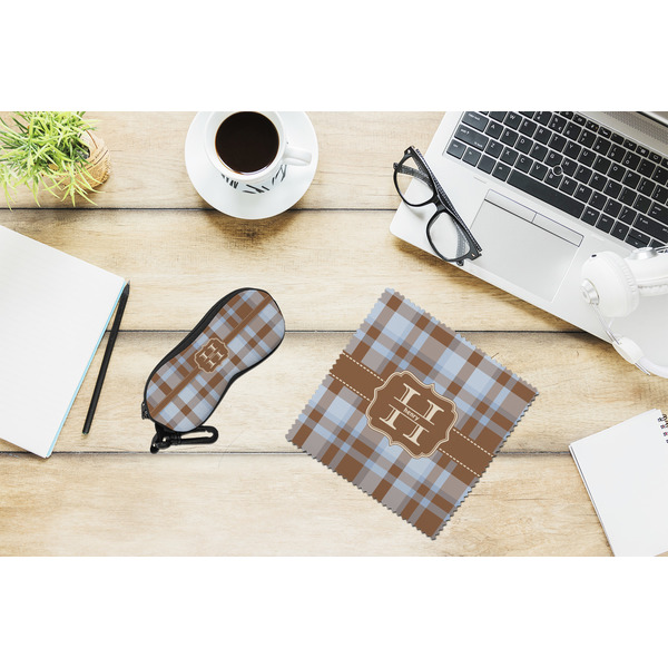 Two Color Plaid Eyeglass Case and Cloth Set - LIFESTYLE