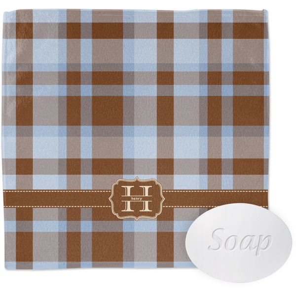 Two Color Plaid Wash Cloth with soap