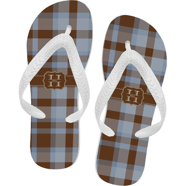 Custom Two Color Plaid Flip Flops - Small (Personalized)