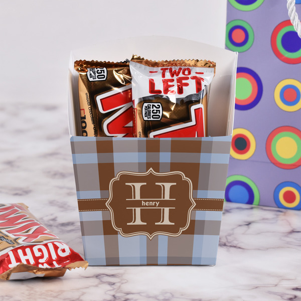 Two Color Plaid French Fry Favor Box - w/ Treats View