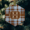 Two Color Plaid Frosted Glass Ornament - Hexagon (Lifestyle)