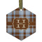 Two Color Plaid Frosted Glass Ornament - Hexagon