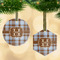 Two Color Plaid Frosted Glass Ornament - MAIN PARENT