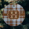Two Color Plaid Frosted Glass Ornament - Round (Lifestyle)