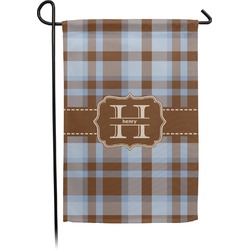 Two Color Plaid Small Garden Flag - Double Sided w/ Name and Initial