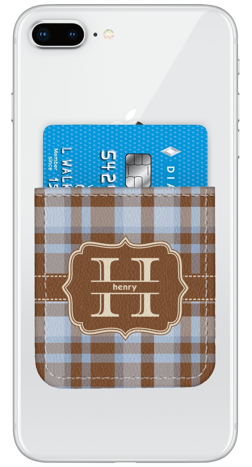Personalized Plaid Genuine Leather Smartphone Wrist Wallet 
