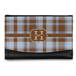 Two Color Plaid Genuine Leather Women's Wallet - Small (Personalized)