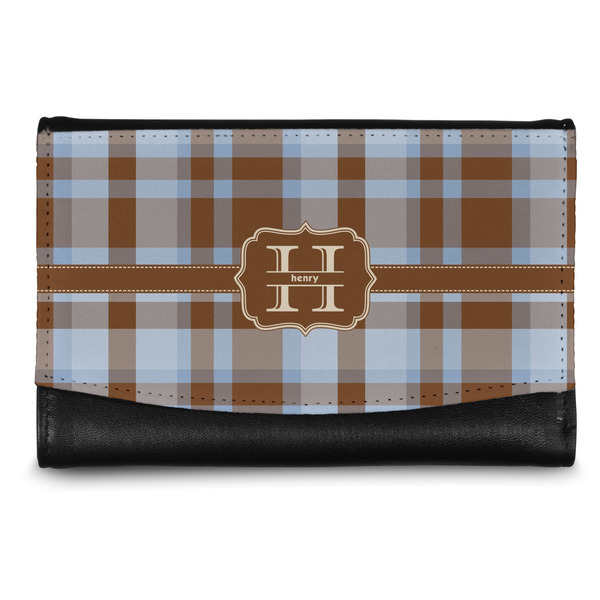 Custom Two Color Plaid Genuine Leather Women's Wallet - Small (Personalized)