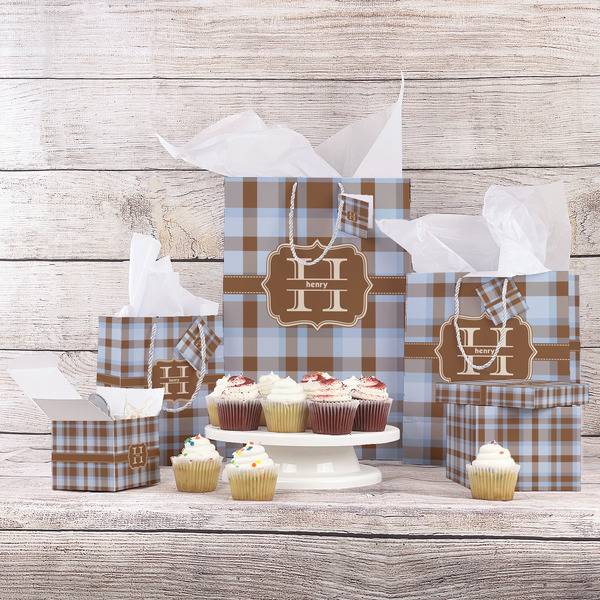 Two Color Plaid Gift Bags - In Context