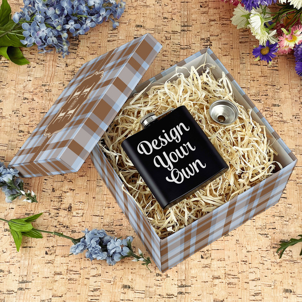 Two Color Plaid Gift Boxes with Lid - Canvas Wrapped - Large - In Context