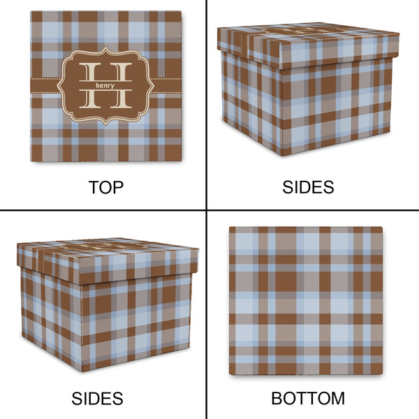 Two Color Plaid Gift Boxes with Lid - Canvas Wrapped - Small - Approval