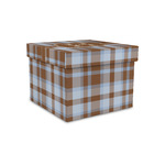 Two Color Plaid Gift Box with Lid - Canvas Wrapped - Small (Personalized)