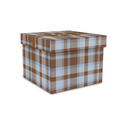 Two Color Plaid Gift Box with Lid - Canvas Wrapped - Small (Personalized)