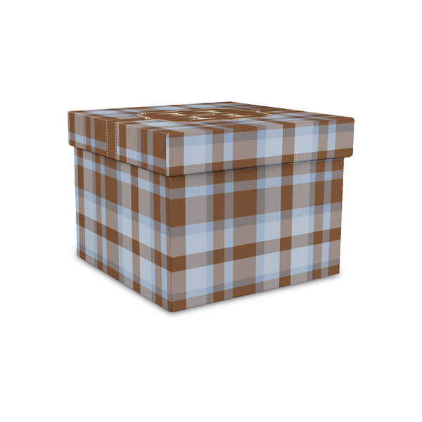 Custom Two Color Plaid Gift Box with Lid - Canvas Wrapped - Small (Personalized)