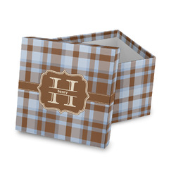 Two Color Plaid Gift Box with Lid - Canvas Wrapped (Personalized)