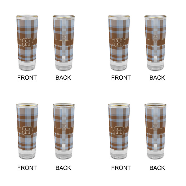 Two Color Plaid Glass Shot Glass - 2 oz - Set of 4 - APPROVAL