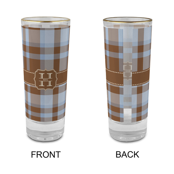 Two Color Plaid Glass Shot Glass - 2 oz - Single - APPROVAL