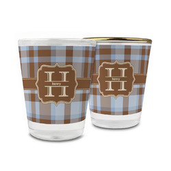 Two Color Plaid Glass Shot Glass - 1.5 oz (Personalized)