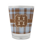 Two Color Plaid Glass Shot Glass - 1.5 oz - Set of 4 (Personalized)