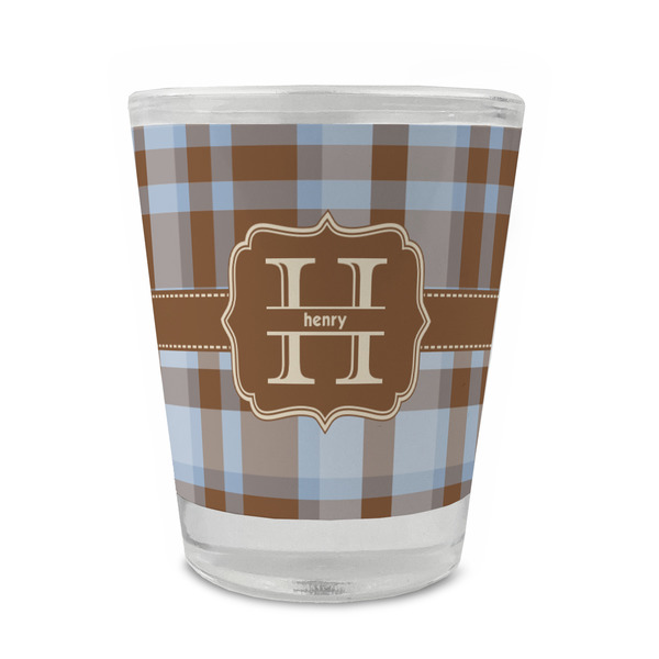 Custom Two Color Plaid Glass Shot Glass - 1.5 oz - Set of 4 (Personalized)