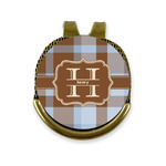 Two Color Plaid Golf Ball Marker - Hat Clip - Gold