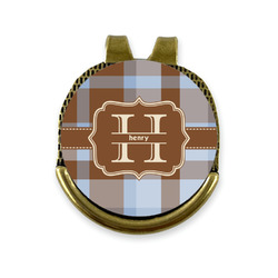 Two Color Plaid Golf Ball Marker - Hat Clip - Gold