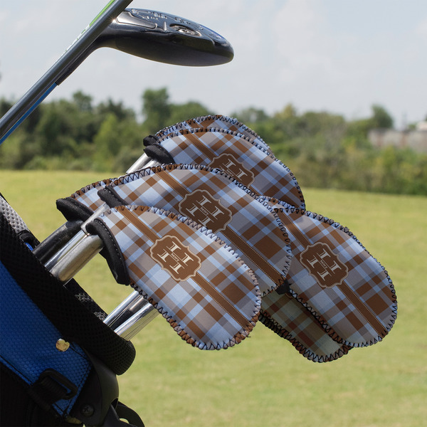 Custom Two Color Plaid Golf Club Iron Cover - Set of 9 (Personalized)