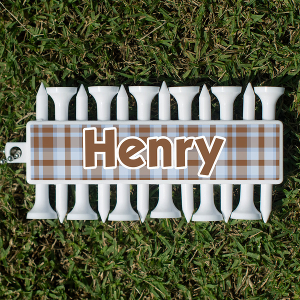 Two Color Plaid Golf Tees & Ball Markers Set - Front