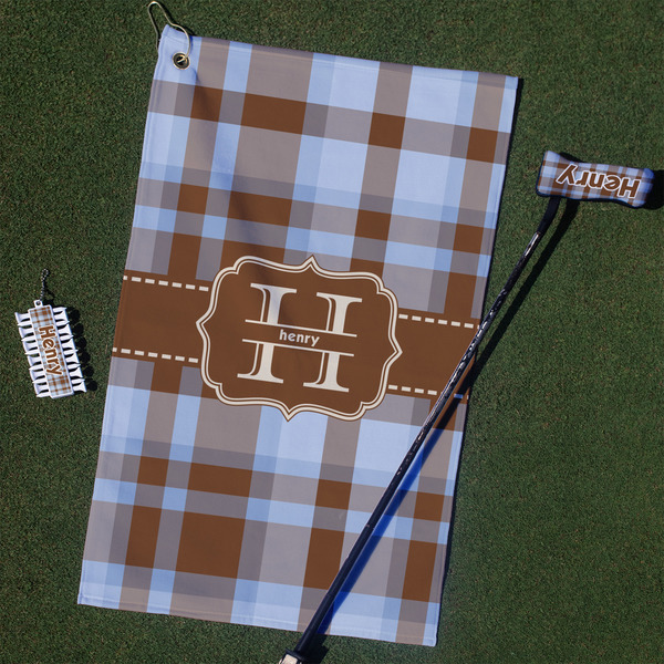 Custom Two Color Plaid Golf Towel Gift Set (Personalized)