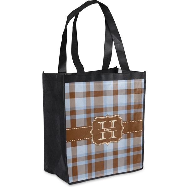 Custom Two Color Plaid Grocery Bag (Personalized)
