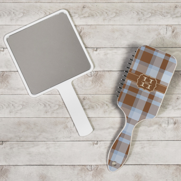 Two Color Plaid Hair Brush - In Context