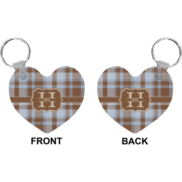 Two Color Plaid Heart Keychain (Front + Back)