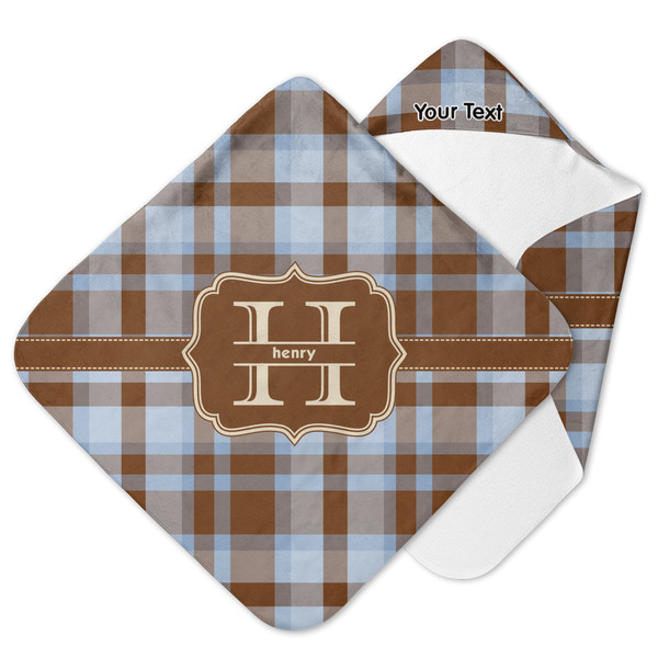 Custom Two Color Plaid Hooded Baby Towel (Personalized)
