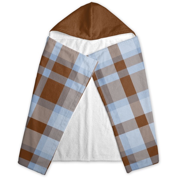 Two Color Plaid Hooded Towel - Folded
