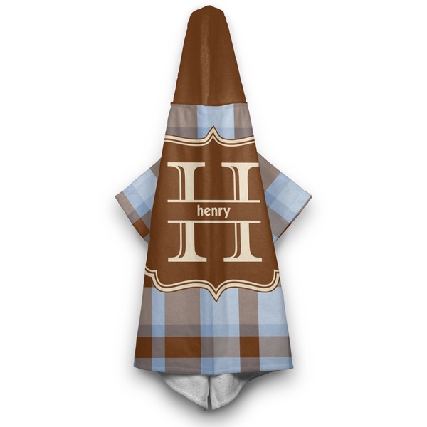 Two Color Plaid Hooded Towel - Hanging