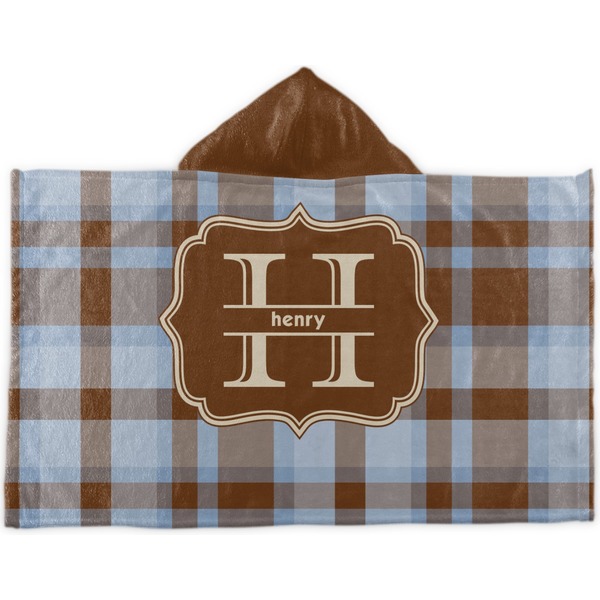 Custom Two Color Plaid Kids Hooded Towel (Personalized)