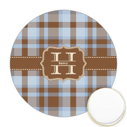 Two Color Plaid Printed Cookie Topper - Round (Personalized)