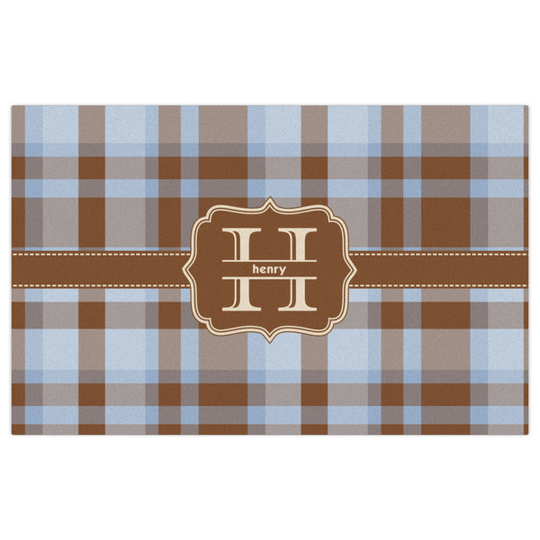 Two Color Plaid Indoor / Outdoor Rug - 5'x8' - Front Flat