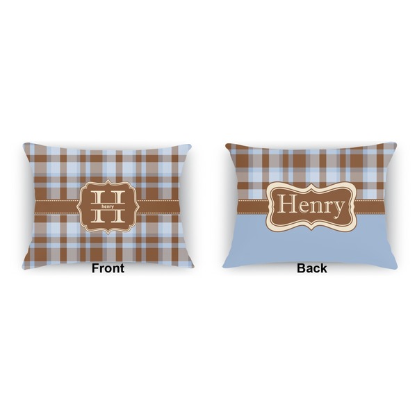 Two Color Plaid  Indoor Rectangular Burlap Pillow (Front and Back)
