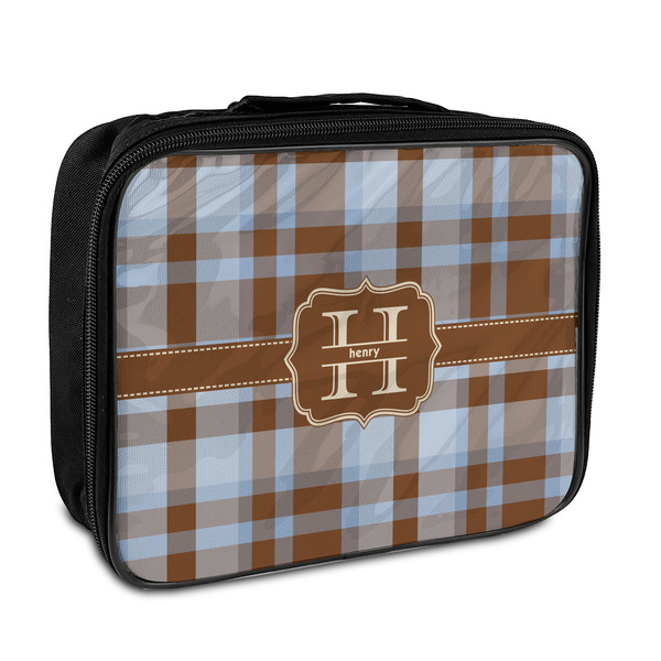 Custom Two Color Plaid Insulated Lunch Bag (Personalized)