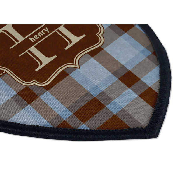 Two Color Plaid Iron on Shield 3 Detail